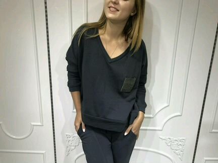 Новый костюм серый и винный. Хлопок