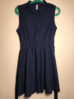 Платье (сарафан) Springfield синее в горошек