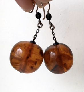 Серьги из янтаря с серебром