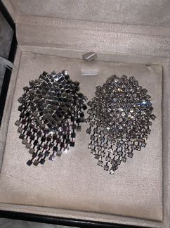 Серебряные серьги из страз кристаллов