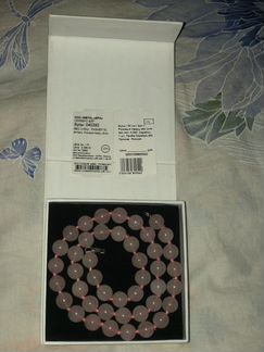 Бусы 50см розовый кварц обл. Серебро 925