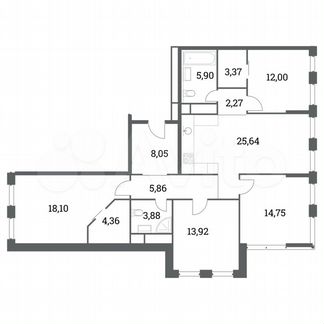 4-к квартира, 120.9 м², 38/41 эт.