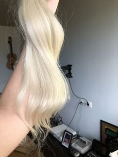 Волосы блонд на капсулах 50 см