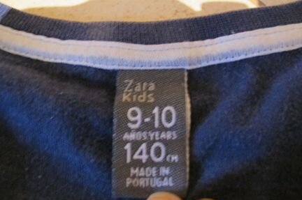 Т.синюю футболку с дл. рукавами-zara kids 140 cм