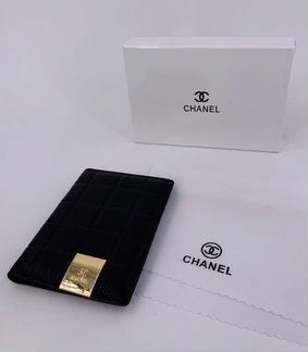Новая обложка на паспорт из кожи черная Chanel