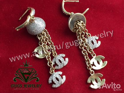 Золотые серьги с бриллиантами. Chanel