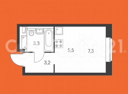 1-к квартира, 20 м², 15/15 эт.