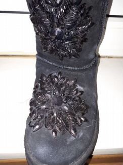 Угги из натур.овчины черные со стразами bassiriana