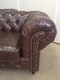 Финский импортный кожаный диван стиль Chesterfield
