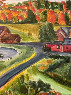 Осенний пейзаж, акварель