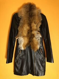 Натуральный кожаный плащ (42/S)