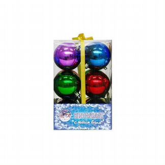 Набор новогодних шаров Snowmen блестящий, 8 см, 12 штук (Е0054)