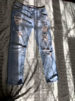 Джинсы рваные philip plein