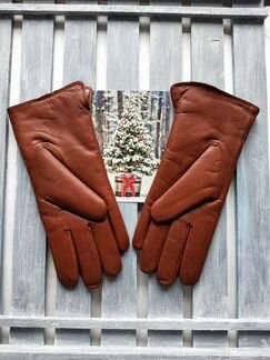 Перчатки женские зимние кожа на мутоне рыжего цвет