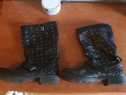 Сапоги кожаные чёрные