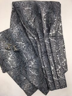 Мужской аскот, паше и запонки серые