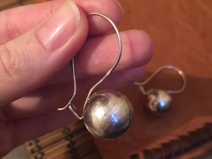 Серьги шарики крупные серебро